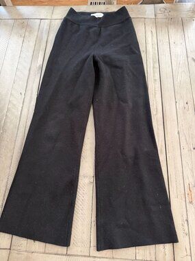 White + Warren Superfine Viscose Palazzo Knit Pants Black Size Small